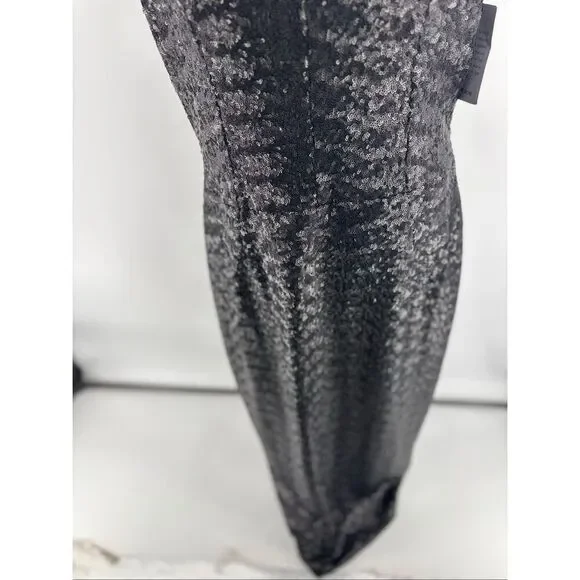 DRESS THE POPULATION Black Sequin Halter Low back midi Cocktail dress Size XXL - Picture 9 of 10